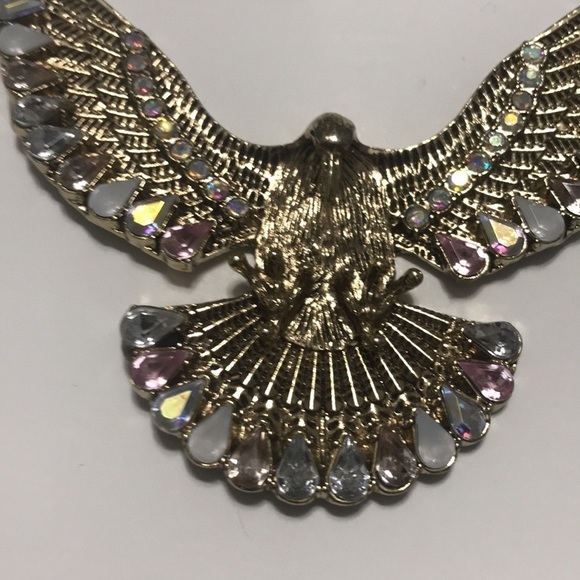 Eagle Pendant Jewelry Large Gold Tone Jeweled Textured Dimensional Chunk… - Picture 4 of 15